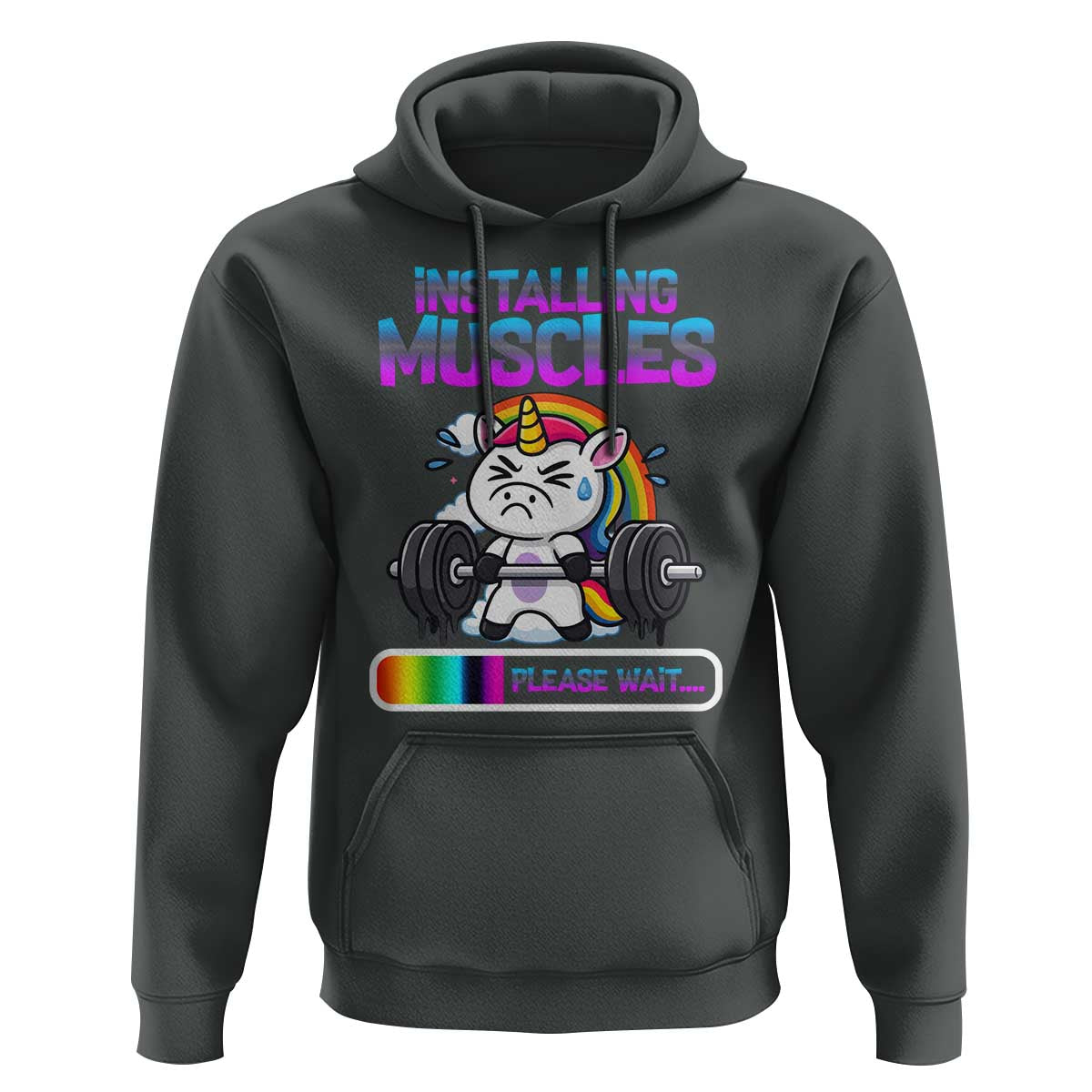 Installing Muscles Please Wait Hoodie Cute Unicorn Gym Workout Gift - Wonder Print Shop