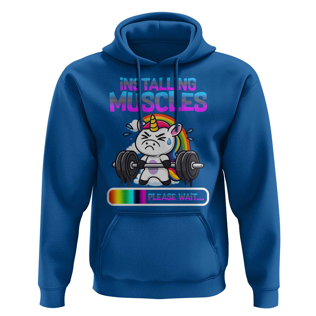 Installing Muscles Please Wait Hoodie Cute Unicorn Gym Workout Gift - Wonder Print Shop