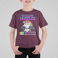 Installing Muscles Please Wait T Shirt For Kid Cute Unicorn Gym Workout Gift - Wonder Print Shop