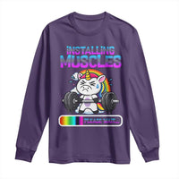 Installing Muscles Please Wait Long Sleeve Shirt Cute Unicorn Gym Workout Gift - Wonder Print Shop