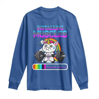 Installing Muscles Please Wait Long Sleeve Shirt Cute Unicorn Gym Workout Gift - Wonder Print Shop