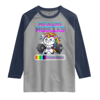 Installing Muscles Please Wait Raglan Shirt Cute Unicorn Gym Workout Gift - Wonder Print Shop