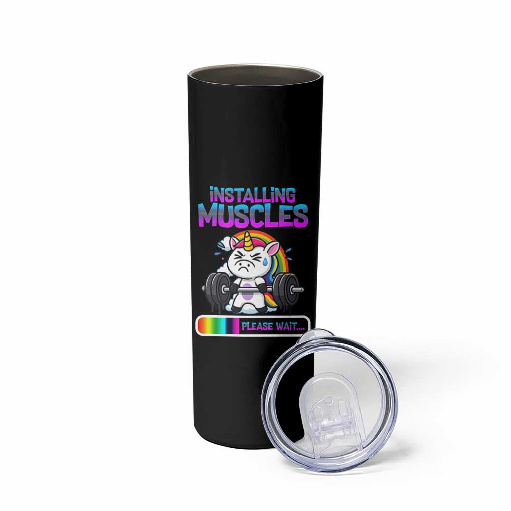 Installing Muscles Please Wait Skinny Tumbler Cute Unicorn Gym Workout Gift