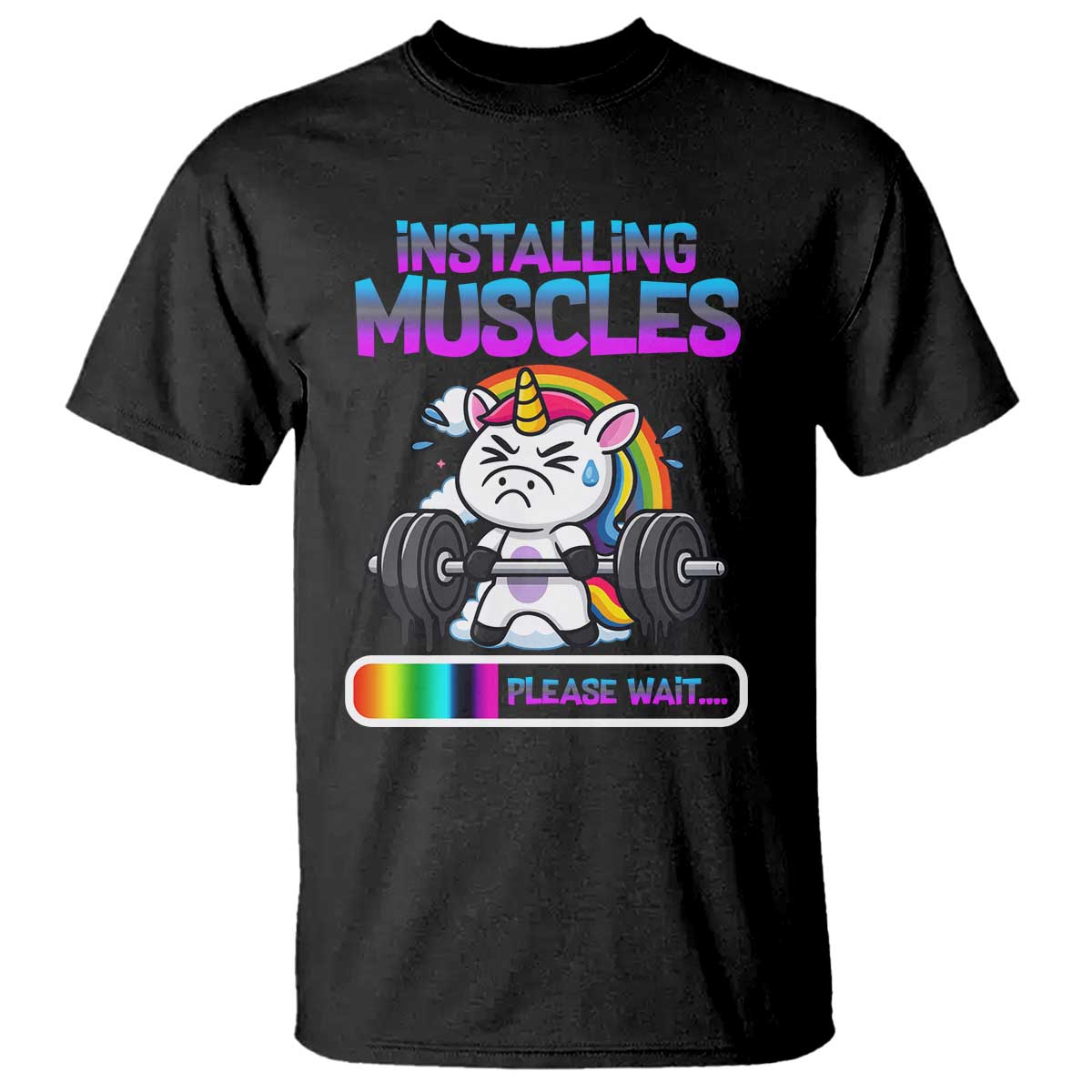 Installing Muscles Please Wait T Shirt Cute Unicorn Gym Workout Gift - Wonder Print Shop