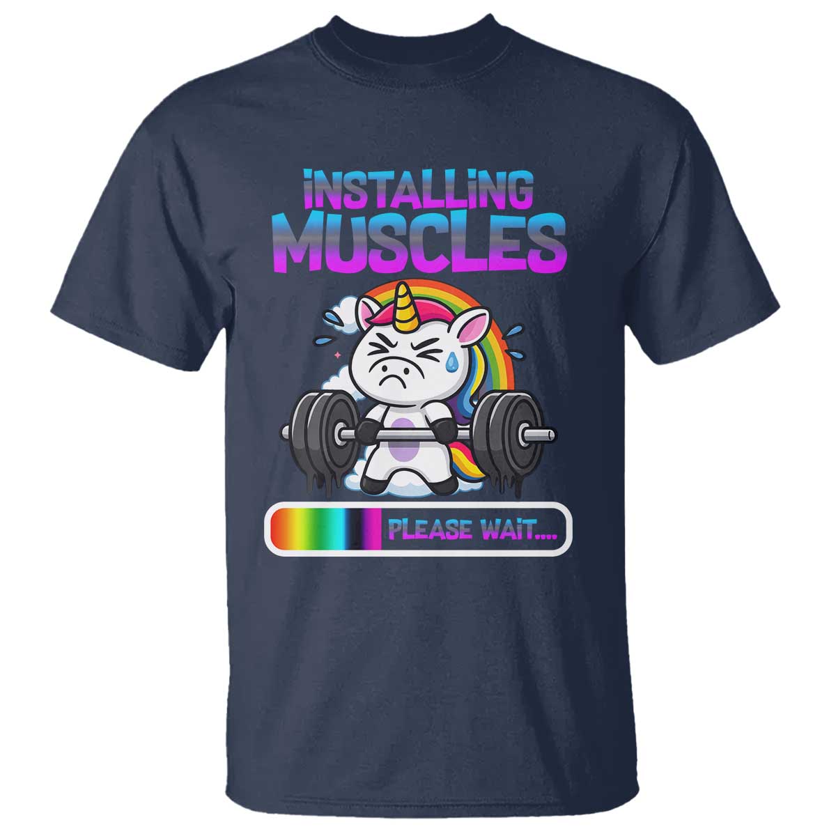 Installing Muscles Please Wait T Shirt Cute Unicorn Gym Workout Gift - Wonder Print Shop