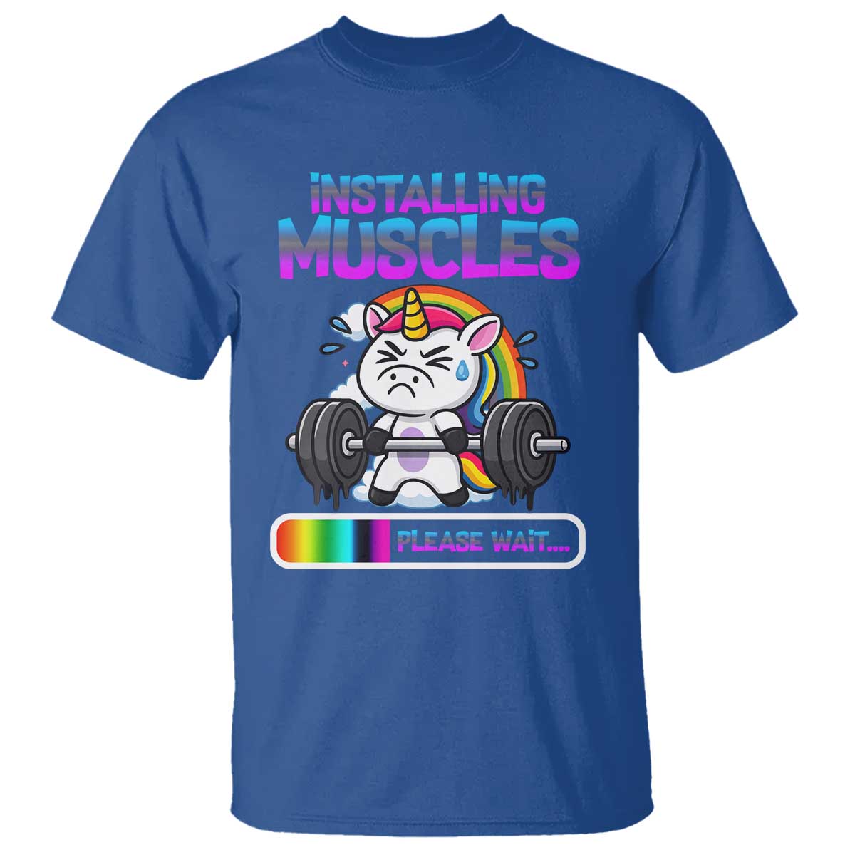 Installing Muscles Please Wait T Shirt Cute Unicorn Gym Workout Gift - Wonder Print Shop