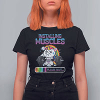 Installing Muscles Please Wait T Shirt For Women Cute Unicorn Gym Workout Gift - Wonder Print Shop