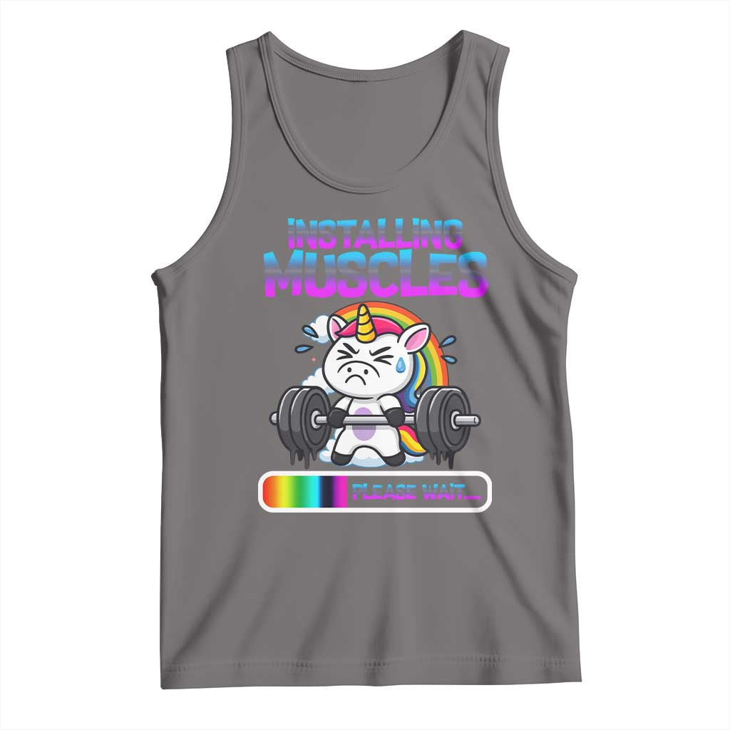 Installing Muscles Please Wait Tank Top Cute Unicorn Gym Workout Gift - Wonder Print Shop