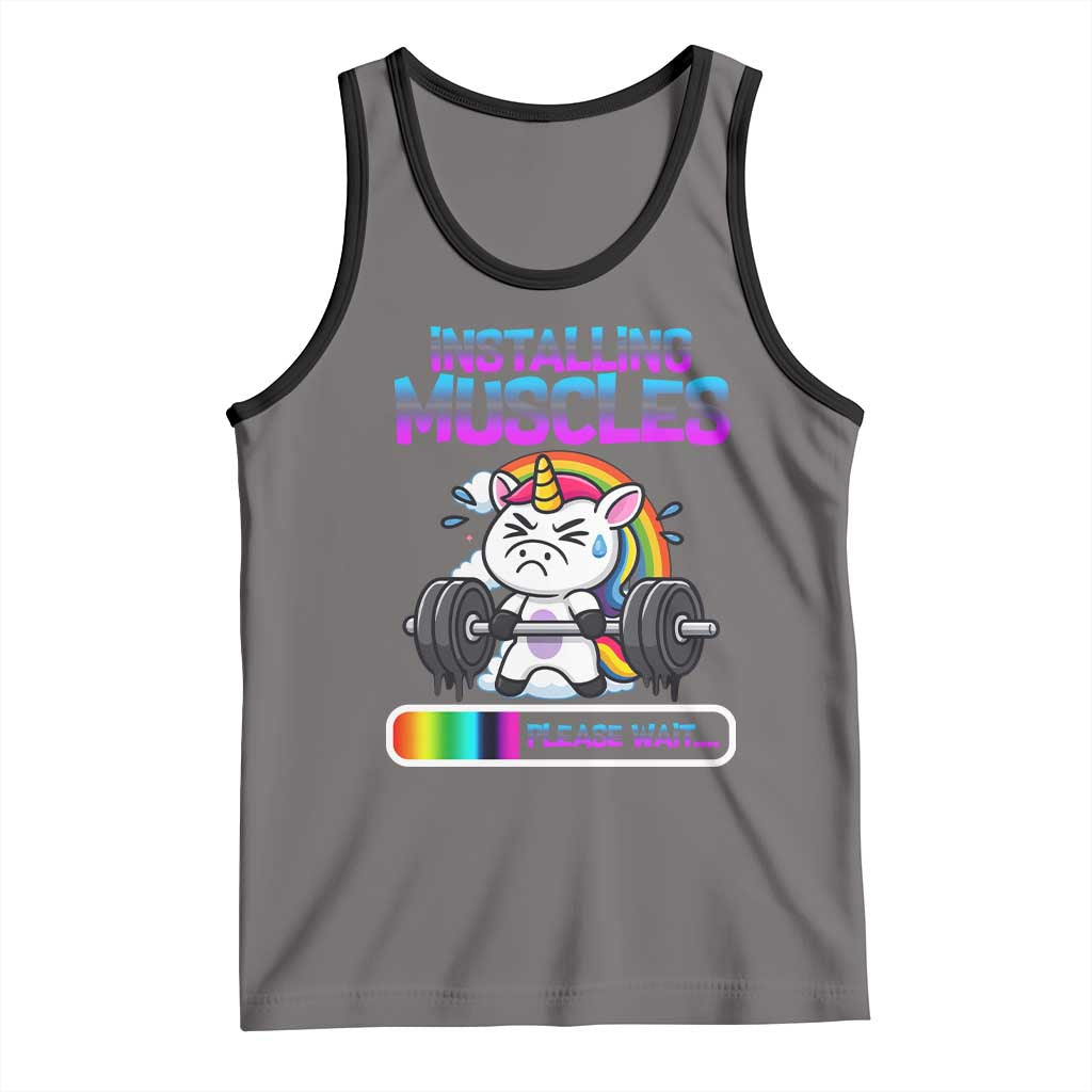 Installing Muscles Please Wait Tank Top Cute Unicorn Gym Workout Gift - Wonder Print Shop