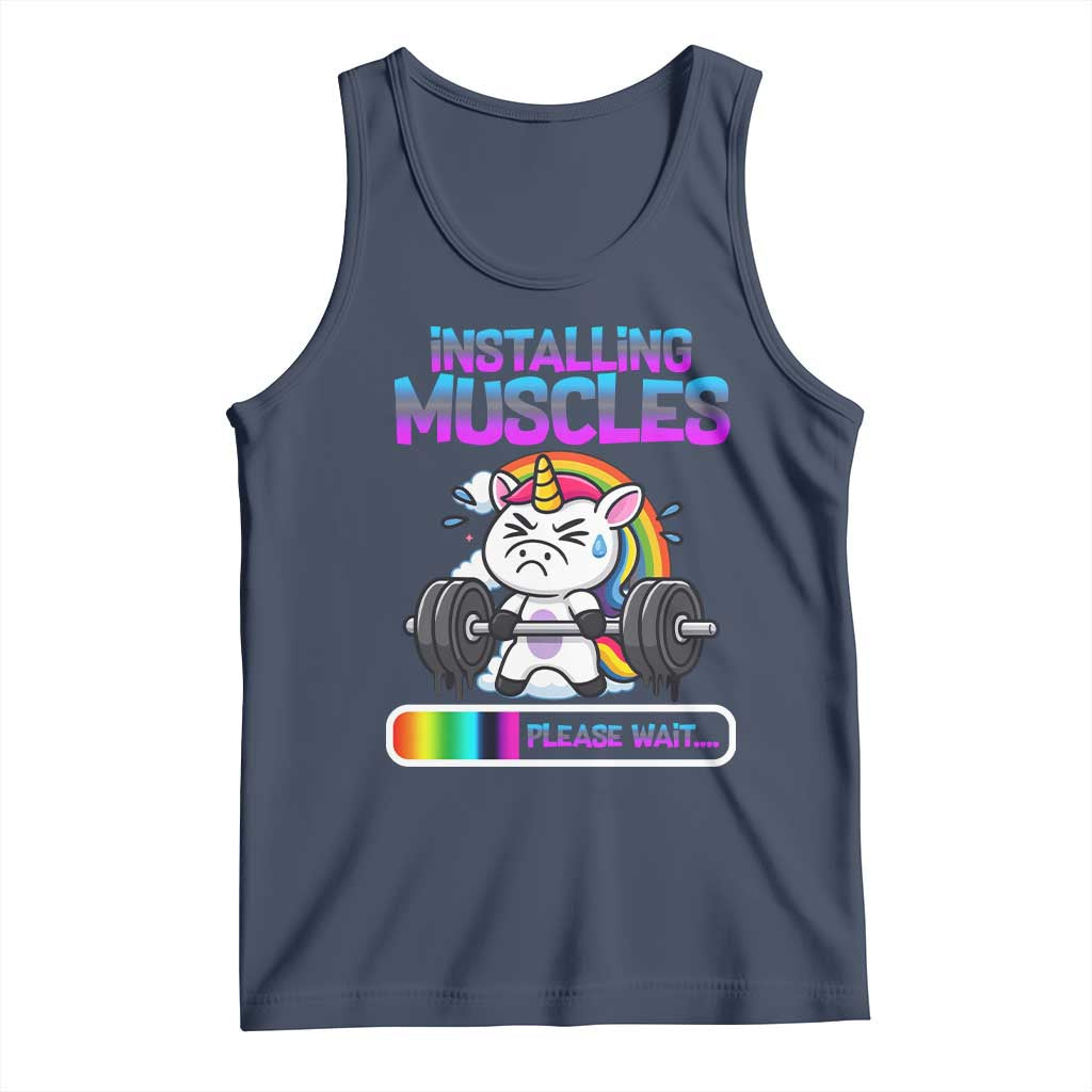 Installing Muscles Please Wait Tank Top Cute Unicorn Gym Workout Gift - Wonder Print Shop