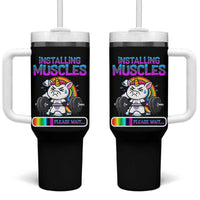 Installing Muscles Please Wait Tumbler With Handle Cute Unicorn Gym Workout Gift
