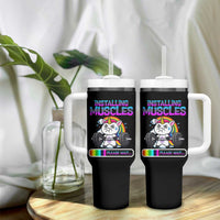 Installing Muscles Please Wait Tumbler With Handle Cute Unicorn Gym Workout Gift