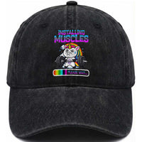 Installing Muscles Please Wait Washed Cotton Baseball Cap Cute Unicorn Gym Workout Gift