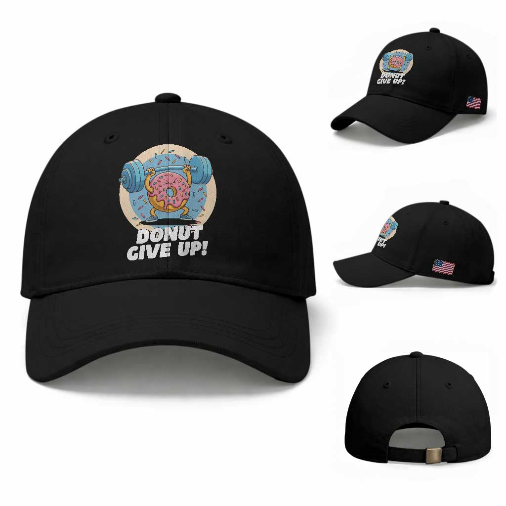 Donut Give Up Baseball Cap Funny Gym Workout Donut Lover Gift
