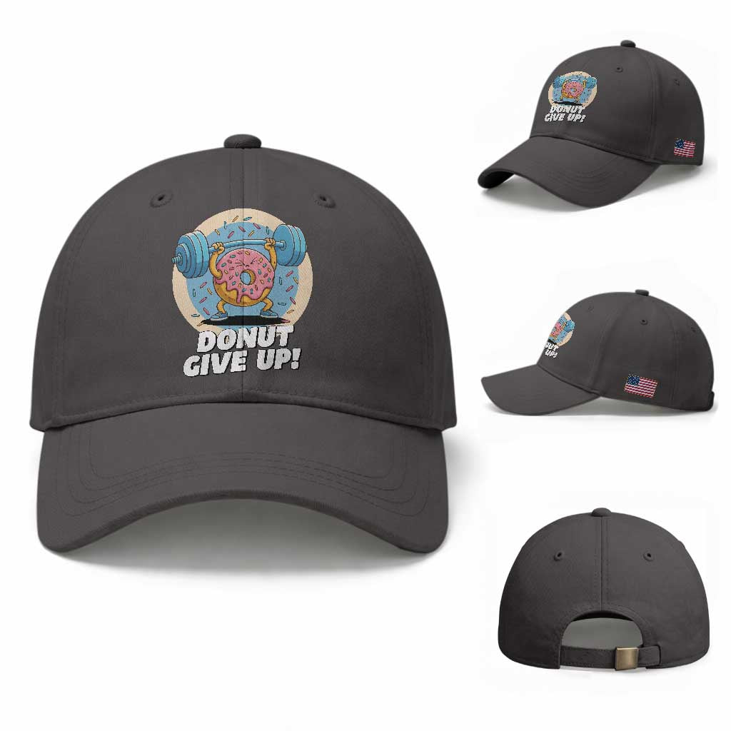 Donut Give Up Baseball Cap Funny Gym Workout Donut Lover Gift