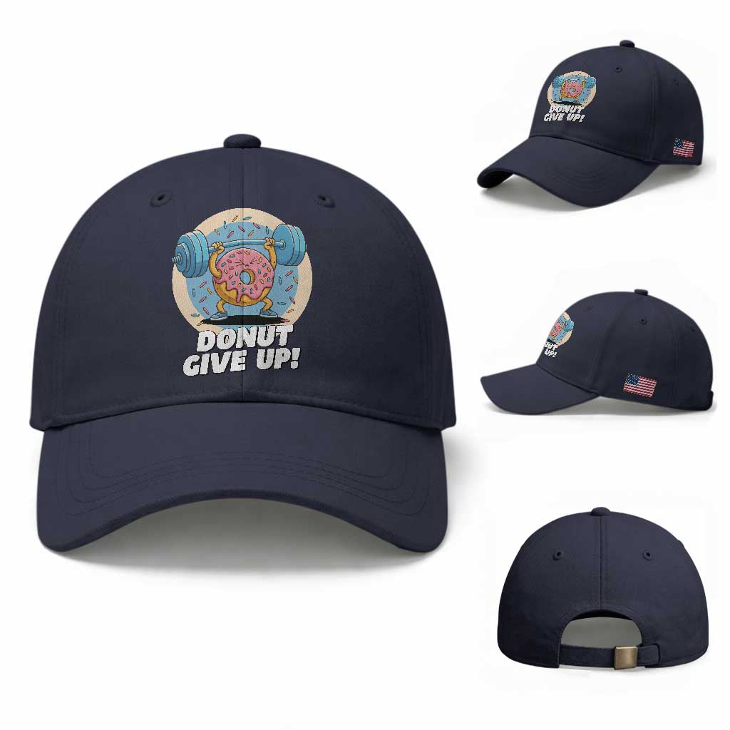 Donut Give Up Baseball Cap Funny Gym Workout Donut Lover Gift