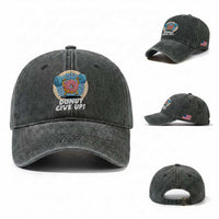 Donut Give Up Washed Cotton Baseball Cap Funny Gym Workout Donut Lover Gift