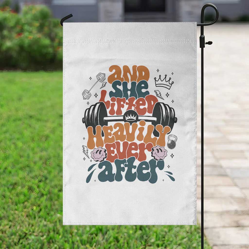 And She Lifted Heavily Ever After Garden Flag Funny Gym Workout Gift - Wonder Print Shop