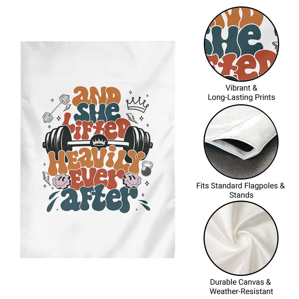 And She Lifted Heavily Ever After Garden Flag Funny Gym Workout Gift - Wonder Print Shop