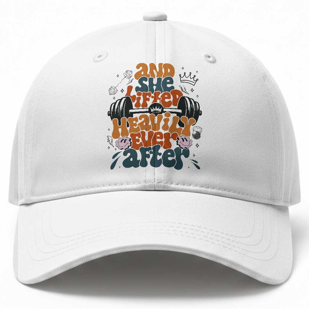 And She Lifted Heavily Ever After Baseball Cap Funny Gym Workout Gift
