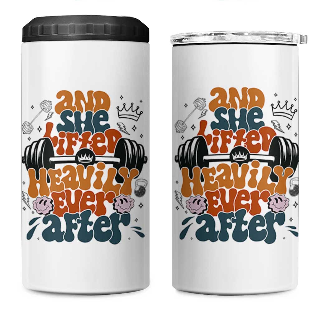 And She Lifted Heavily Ever After 4 in 1 Can Cooler Tumbler Funny Gym Workout Gift