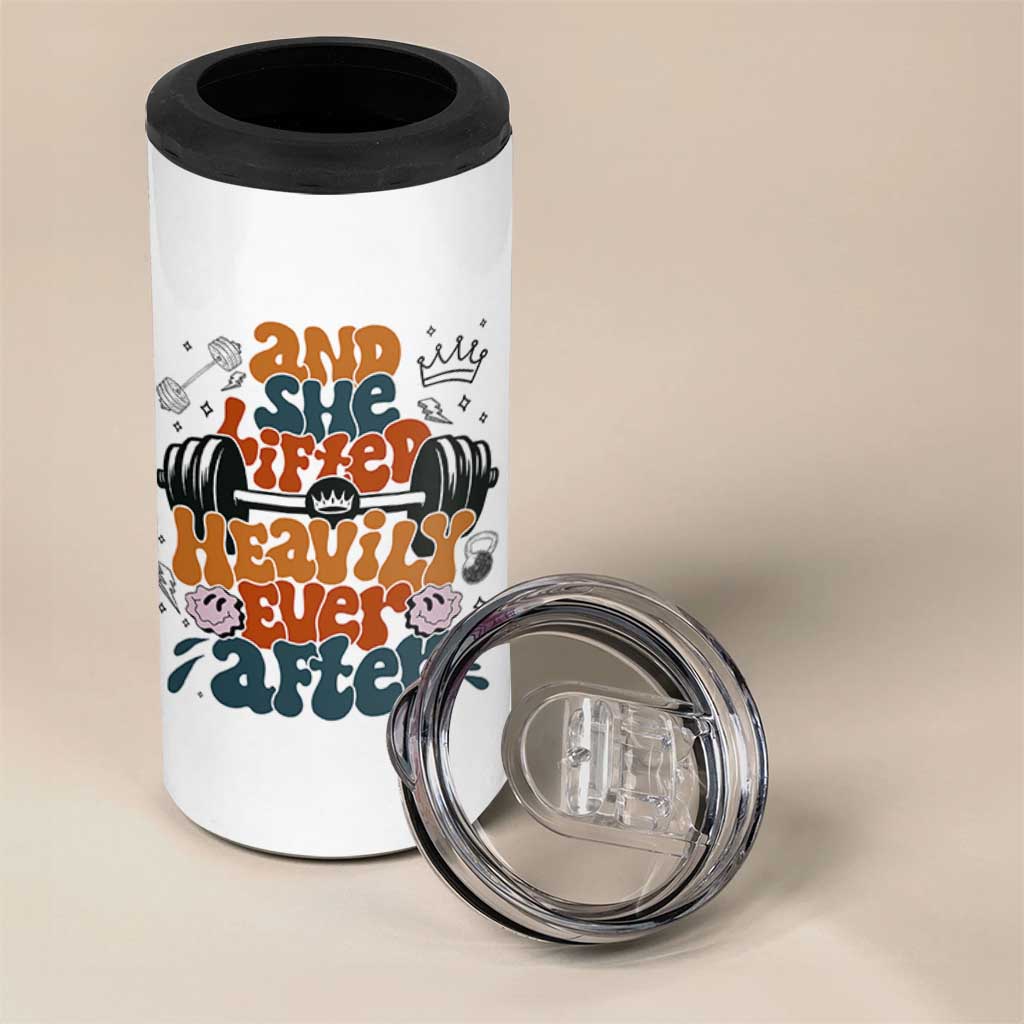 And She Lifted Heavily Ever After 4 in 1 Can Cooler Tumbler Funny Gym Workout Gift