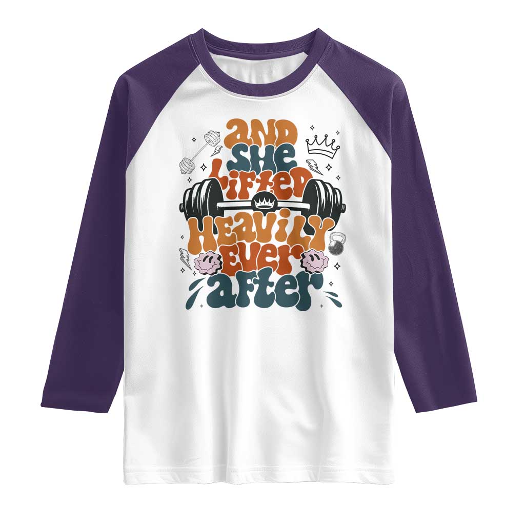 And She Lifted Heavily Ever After Raglan Shirt Funny Gym Workout Gift - Wonder Print Shop