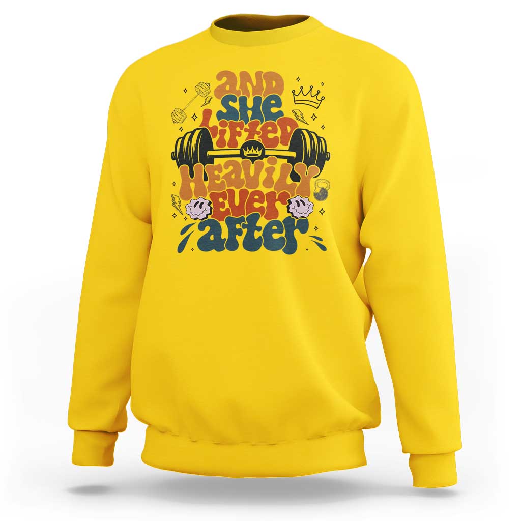 And She Lifted Heavily Ever After Sweatshirt Funny Gym Workout Gift - Wonder Print Shop
