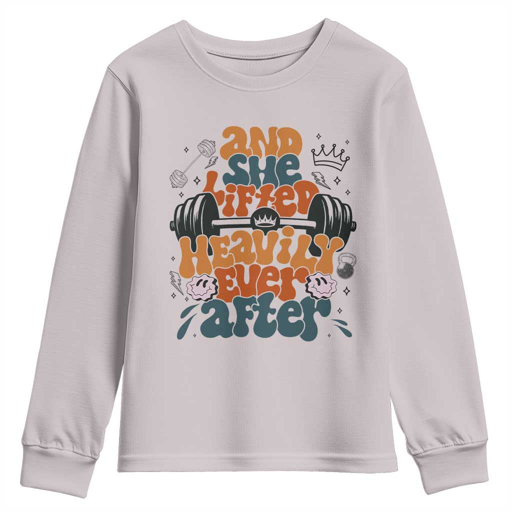 And She Lifted Heavily Ever After Youth Sweatshirt Funny Gym Workout Gift - Wonder Print Shop