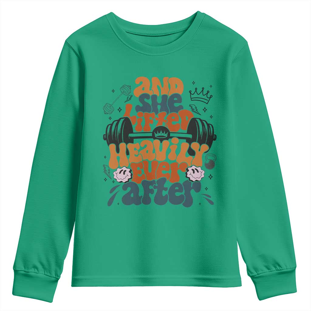 And She Lifted Heavily Ever After Youth Sweatshirt Funny Gym Workout Gift - Wonder Print Shop