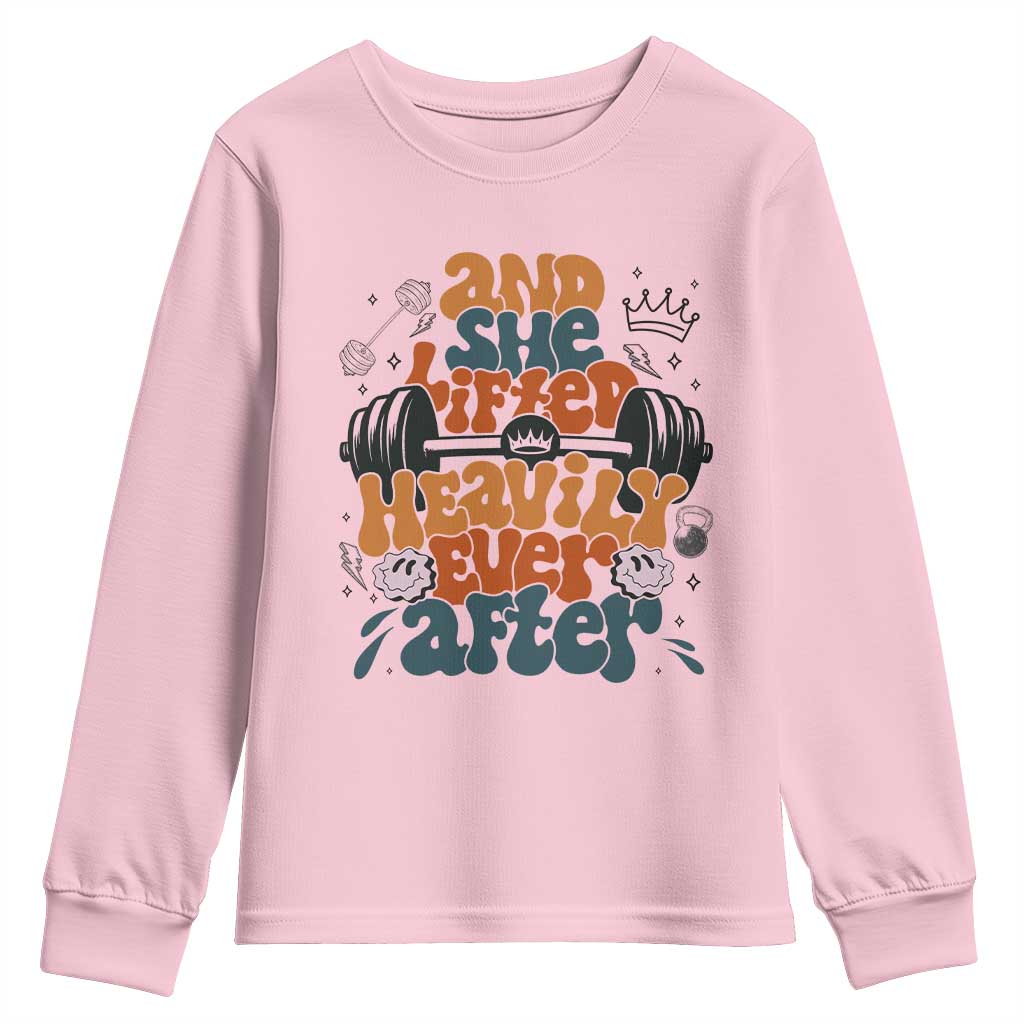 And She Lifted Heavily Ever After Youth Sweatshirt Funny Gym Workout Gift - Wonder Print Shop