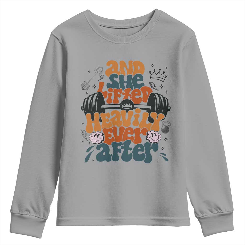 And She Lifted Heavily Ever After Youth Sweatshirt Funny Gym Workout Gift - Wonder Print Shop