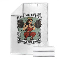 And She Lifted Heavily Ever After Throw Blanket Women Weightlifting Humor Gift - Wonder Print Shop