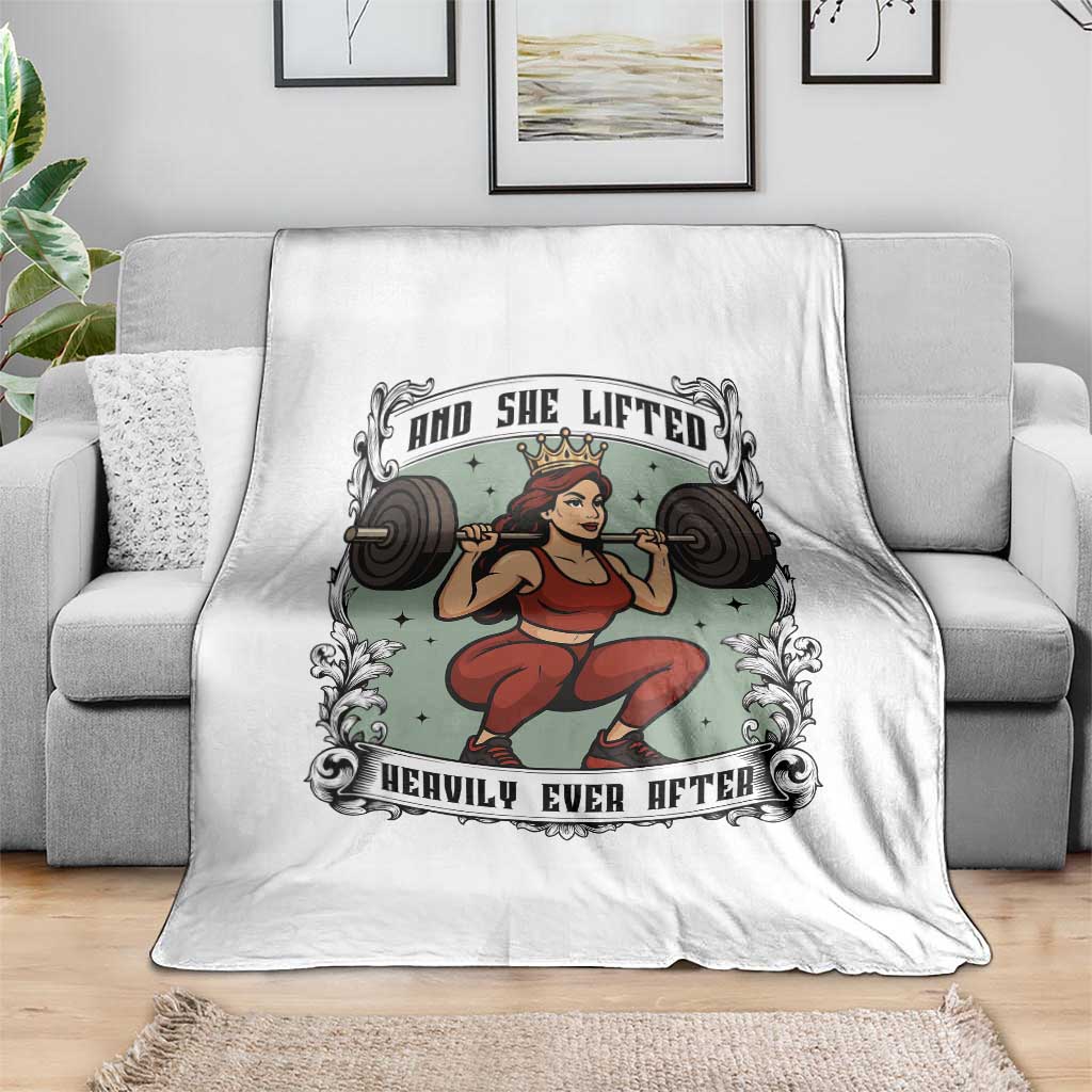 And She Lifted Heavily Ever After Throw Blanket Women Weightlifting Humor Gift - Wonder Print Shop