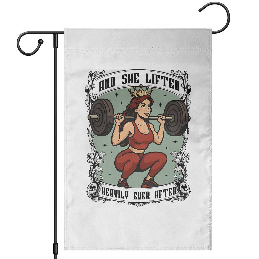 And She Lifted Heavily Ever After Garden Flag Women Weightlifting Humor Gift - Wonder Print Shop