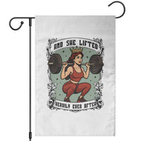 And She Lifted Heavily Ever After Garden Flag Women Weightlifting Humor Gift - Wonder Print Shop