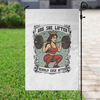 And She Lifted Heavily Ever After Garden Flag Women Weightlifting Humor Gift - Wonder Print Shop