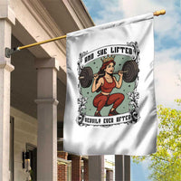 And She Lifted Heavily Ever After Garden Flag Women Weightlifting Humor Gift - Wonder Print Shop
