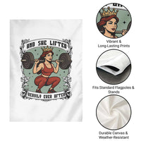 And She Lifted Heavily Ever After Garden Flag Women Weightlifting Humor Gift - Wonder Print Shop