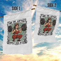 And She Lifted Heavily Ever After Garden Flag Women Weightlifting Humor Gift - Wonder Print Shop