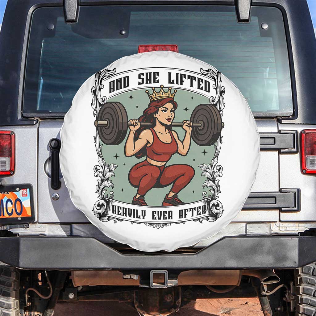 And She Lifted Heavily Ever After Spare Tire Cover Women Weightlifting Humor Gift - Wonder Print Shop