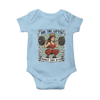 And She Lifted Heavily Ever After Baby Onesie Women Weightlifting Humor Gift - Wonder Print Shop