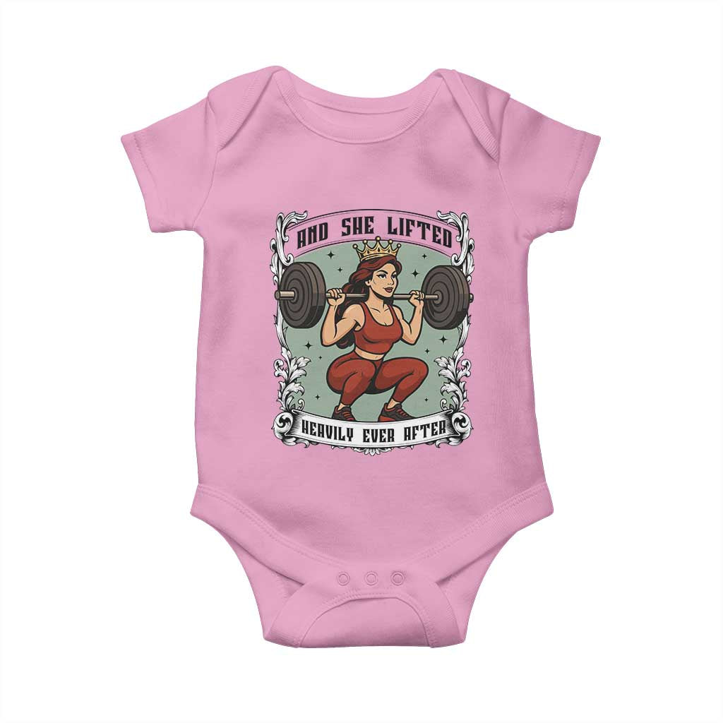 And She Lifted Heavily Ever After Baby Onesie Women Weightlifting Humor Gift - Wonder Print Shop