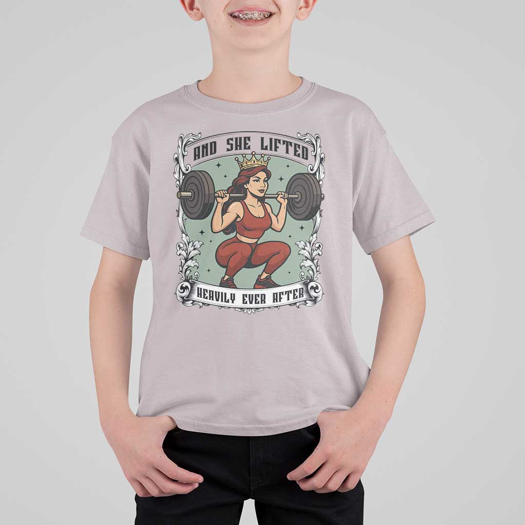 And She Lifted Heavily Ever After T Shirt For Kid Women Weightlifting Humor Gift - Wonder Print Shop