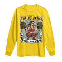 And She Lifted Heavily Ever After Long Sleeve Shirt Women Weightlifting Humor Gift - Wonder Print Shop