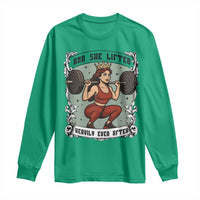 And She Lifted Heavily Ever After Long Sleeve Shirt Women Weightlifting Humor Gift - Wonder Print Shop