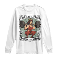 And She Lifted Heavily Ever After Long Sleeve Shirt Women Weightlifting Humor Gift - Wonder Print Shop