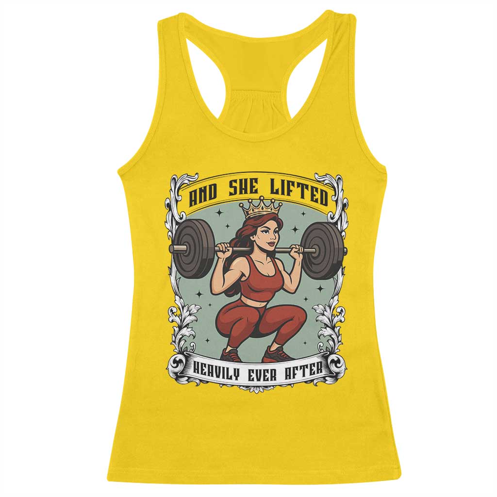 And She Lifted Heavily Ever After Racerback Tank Top Women Weightlifting Humor Gift - Wonder Print Shop