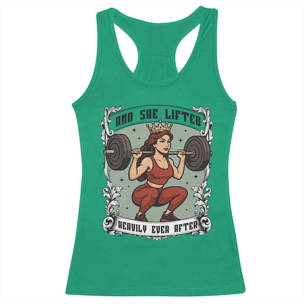 And She Lifted Heavily Ever After Racerback Tank Top Women Weightlifting Humor Gift - Wonder Print Shop