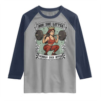 And She Lifted Heavily Ever After Raglan Shirt Women Weightlifting Humor Gift - Wonder Print Shop